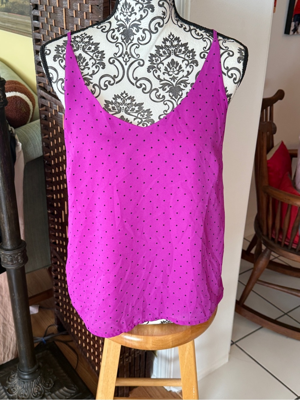 Banana Republic Purple Polka Dot Camisole Small Adjustable Straps
